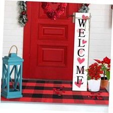 Valentine's Day Wooden Porch Sign 47" Spring Large Welcome Porch Sign for Pink