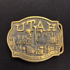 UTAH Golden Spike 1869 Railroad Commemorative First Security Corp. Belt Buckle