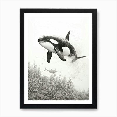 Underwater Realistic Pencil Drawing Framed Wall Art Poster Canvas Print Picture