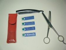 Vintage Spornette Hair Grooming Razor and Italy Made Hair Thinning Scissors