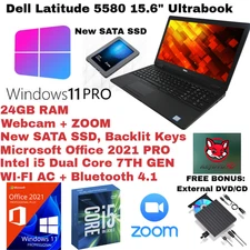 Dell 5580_WIN 11💻New 1TB SSD_24GB💻CAM📢Backlit+ Office 2021🎁FREE BONUS DVD/CD
