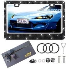 Bling License Plate Frame, 1PCS Black Sparkly License Plate Holder, Lastingly...