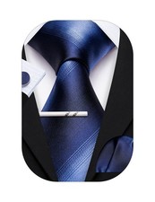 Barry.Wang Man Tie Sets Silk Solid Ties for Men Necktie Clip 4PCS Designer Ha...