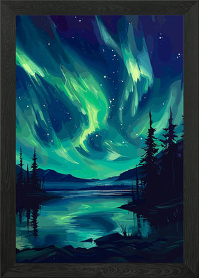 Aurora Nachtwald gerahmtes Wandbild Poster Leinwanddruck Bild
