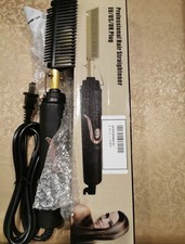 2-in-1 Electric Hair Straightener Brush Hot Comb Adjustment Heat Styling Curler