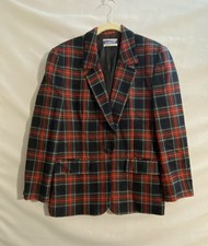 Vintage Pendleton Tartan Plaid Wool Blazer Jacket Red Green 100 Virgin Wool