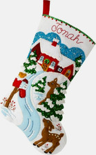 Bucilla Christmas Felt Stocking Applique Kit 18" WINTER DAYS 89464E