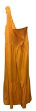 Nine West One Shoulder Dress Smocked Maxi Liquid Gold XL Summer