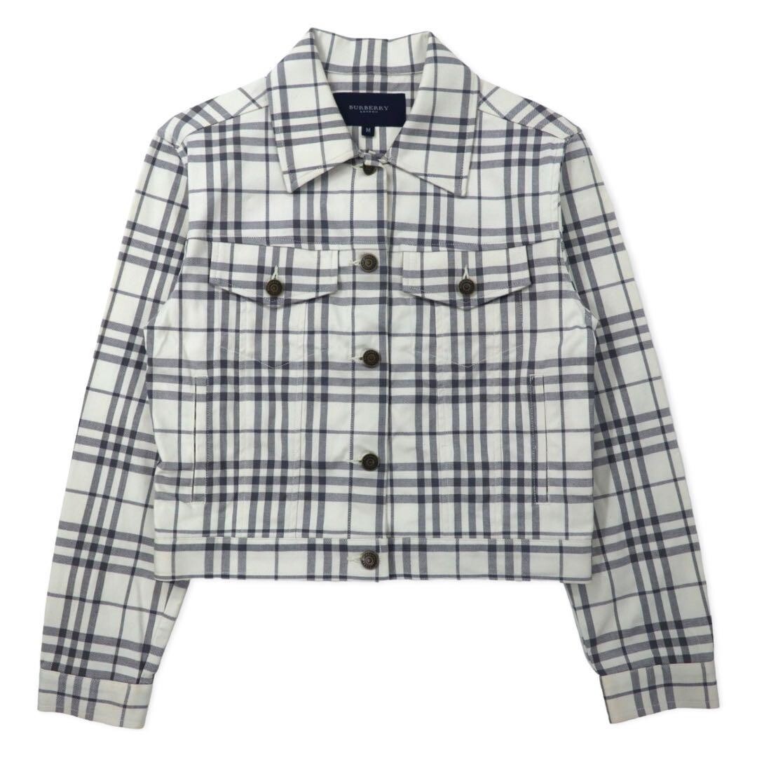 BURBERRY LONDON White Check Cotton Jacket Coat for Women Size M