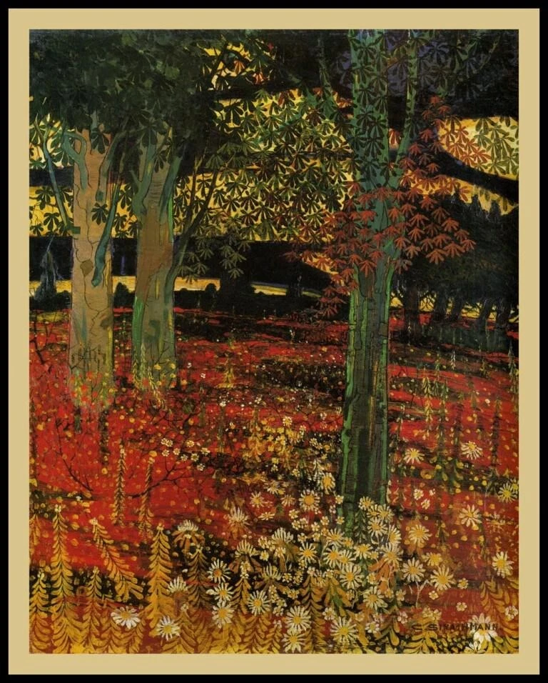 Madera de castaño de Carl Strathmann - Giclee a marco simbolista Art Nouveau de 1897 Foto 2 de 2