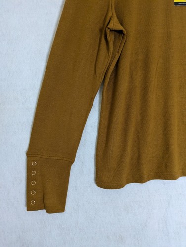 NWT Rafaella Women’s M Mustard Sweater Gold Grommet Buttons Soft Cozy Brand New - Picture 10 of 15