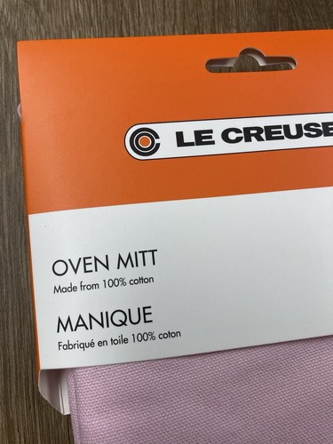 "Chiffon Pink" LE CREUSET 100% Cotton Canvas 14" Oven Mitt Pot Holder NWT Fabric - Picture 2 of 7