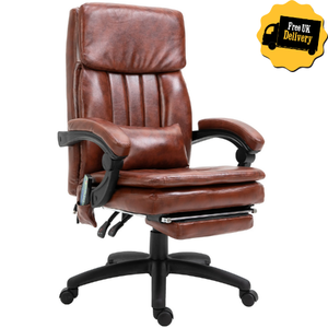 Heated Massage Office Chair Recliner Footrest Lumbar Support Ergonomic