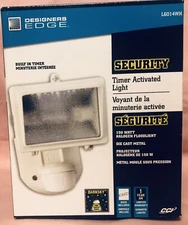 Designers Edge Security Light*Timer*New In Box*white Lamp*#L6014WH*bulb Incl