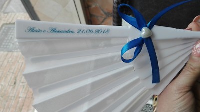 40Pcs Fan Wedding Wedding Bag Names Bride and Groom White with Heart and Bow