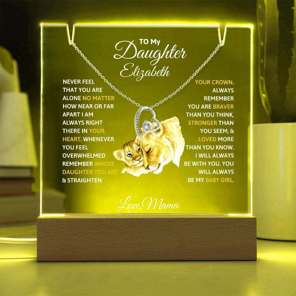 Daughter from Mom LED Acrylic Heart Necklace Plaque Gift Set | eBay