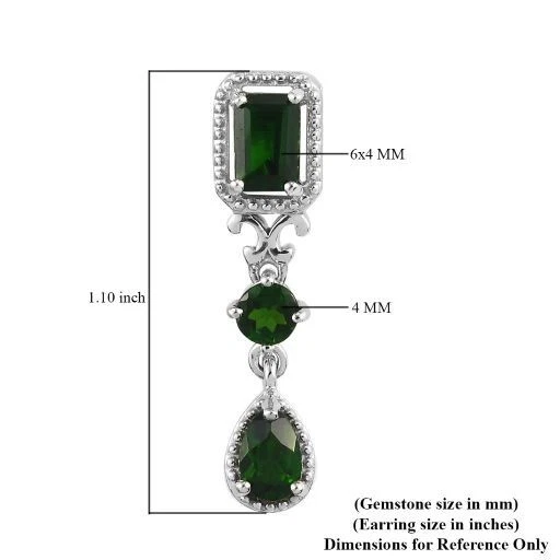 Natural Chrome Diopside Dangle Earrings in Platinum Over Sterling Silver 2.75ctw - Image 4 of 4