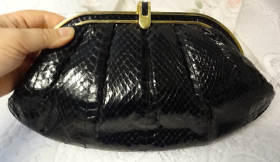 Vtg Aspects Snake Shoulder Crossbody Hidden Belt Handle Clutch Purse Handbag