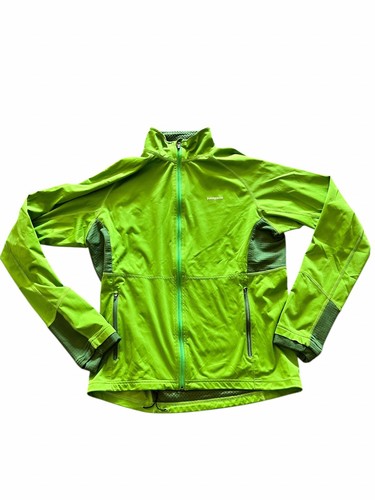 Chaqueta ligera vintage verde Patagonia rejilla polar Polartec Softshell para hombre mediana