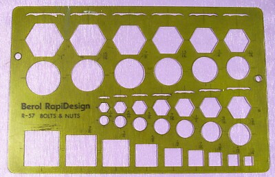 Berol RapiDesign  R- 57   Bolts & Nuts Template   Drafting & Engineering   L@@K!