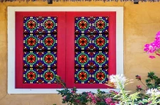 3D Window Grille A120 Window Film Print Sticker Cling Stained Glass UV Zoe