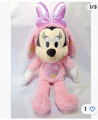 Disney Large Plush Minnie Mouse Easter Bunny, 17'' Pastel Egg Tie-Dye, Just Play