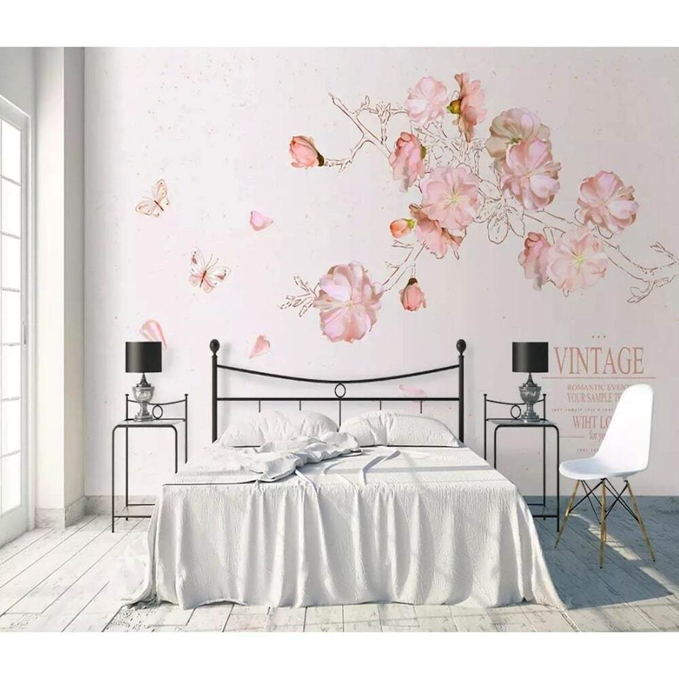 Floral Vintage Peony Flowers Removable Wallpaper Pink H114" x W204" eBay