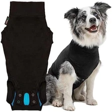 Recovery Suit for Dogs - Dog Surgery Recovery Suit with Clip-Up System - Black