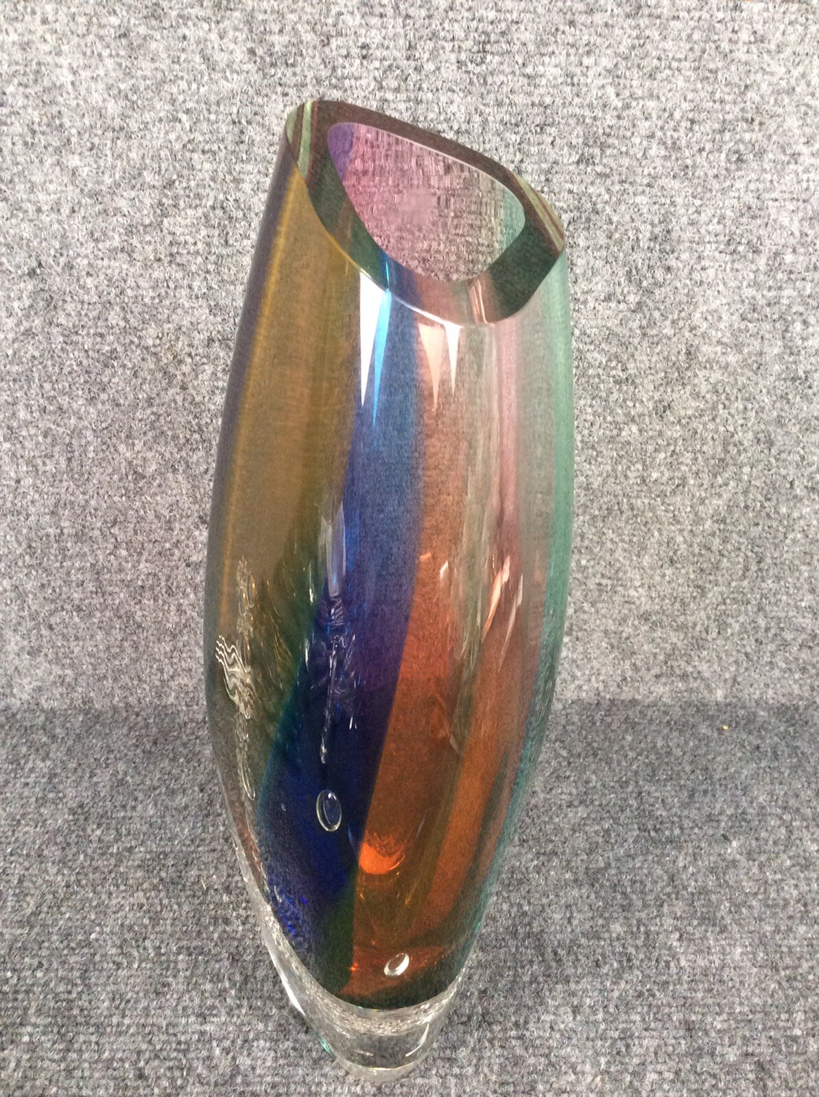 Beautiful hand blown 2014 Buzz Blodgett modern bubble art glass vase | eBay