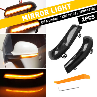 2 Amber Yellow Car Mirror LED Turn Signal Light For VW Golf/GTI/EOS/Jetta/Passat
