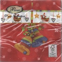 20St. Servietten Paw Decor 33X33Cm Glocken Landhaus Tischdeko Weihnachten