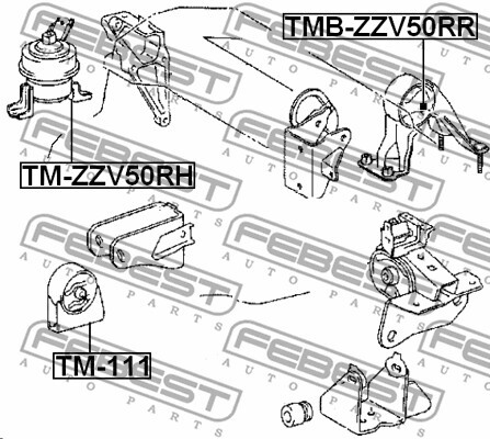 TM-ZZV50RH FEBEST Engine Mounting for TOYOTA