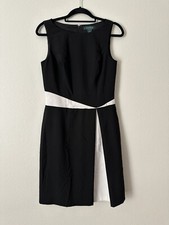 Ralph Lauren Woman Dress Sleeveless Case Short Stretch Black and White Sz 6