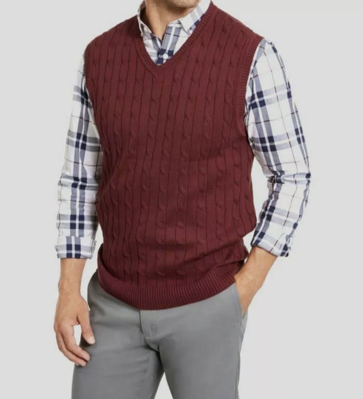 V-neck Cotton Sweater Vest Sz 