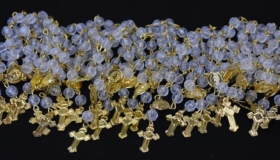 30 X MINI ROSARIO ROSARIOS RECUERDOS BAUTIZO BODA XV BAUTIZO COMUNIÓN CLARA Foto 3 de 4