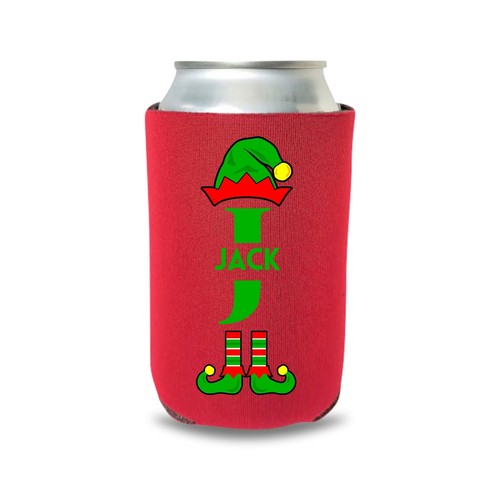 Custom Christmas Party Gift Can Cooler, Elf Monogram With Your Name Beer Coolies - Foto 8 di 14