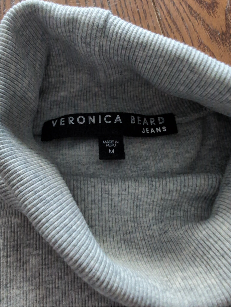 Veronica Beard Cedar Turtle Neck Gray Ribbed Top … - image 4