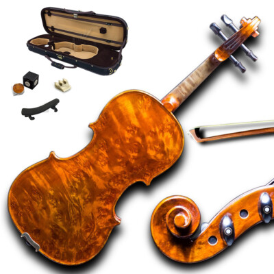 Mastero Sound 4/4 Size New VN431 Bird Eye Maple Violin Kit w