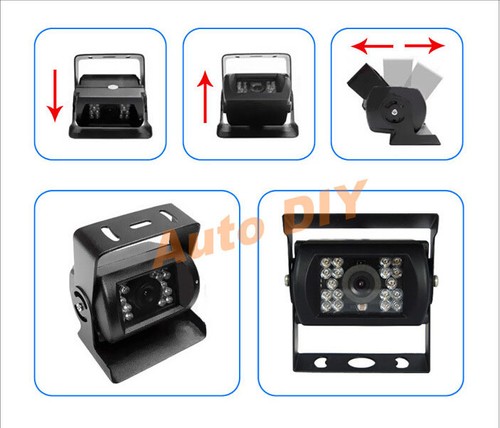 Telecamera retromarcia 12V-24V CCD 4 pin + 7" monitor auto vista posteriore set camion cavo 15 m - Foto 4 di 10