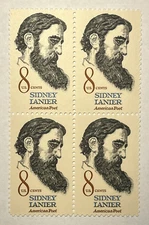 United States Scott 1446 Block Of 4 Stamp - Sidney Lanier B13