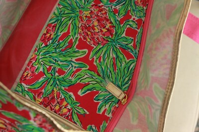 Lilly Pulitzer Pineapple Tote Pink Green Gold Sequin Bag NEW/tags