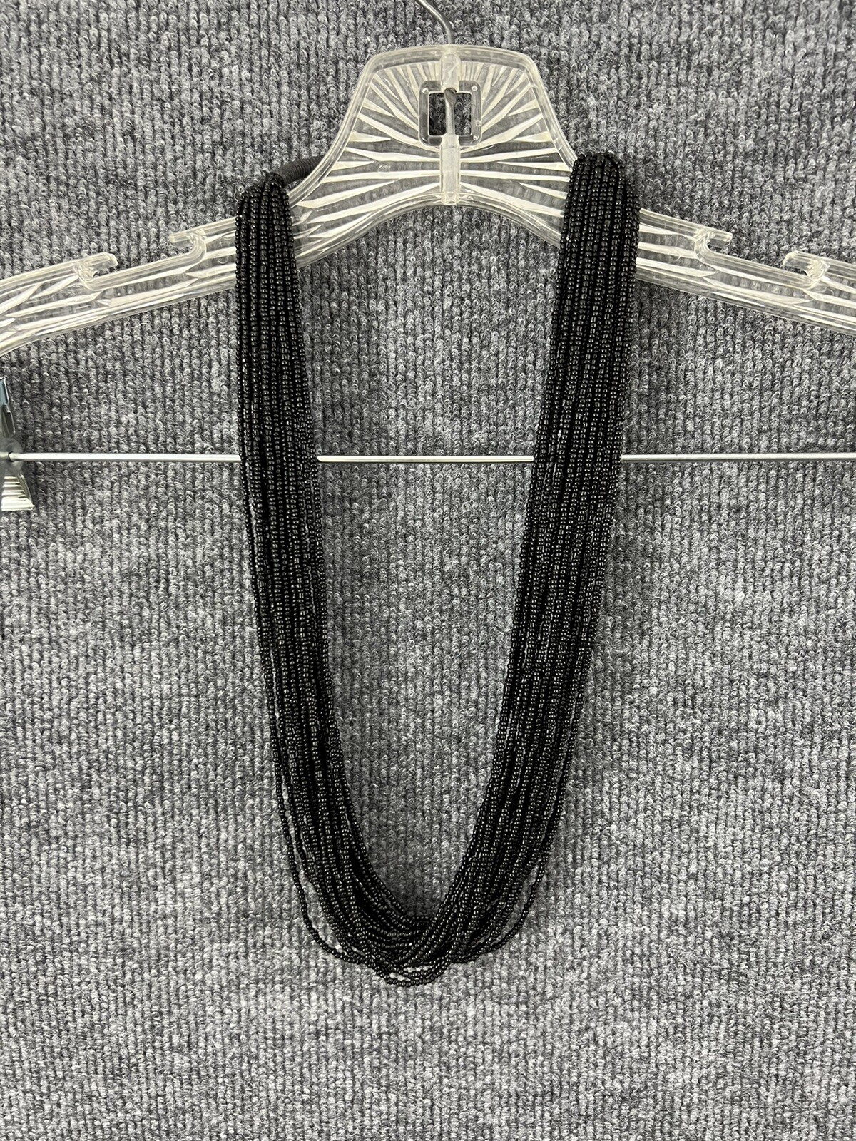 Tiny Metal Beads Necklace Statement Piece Black B… - image 5