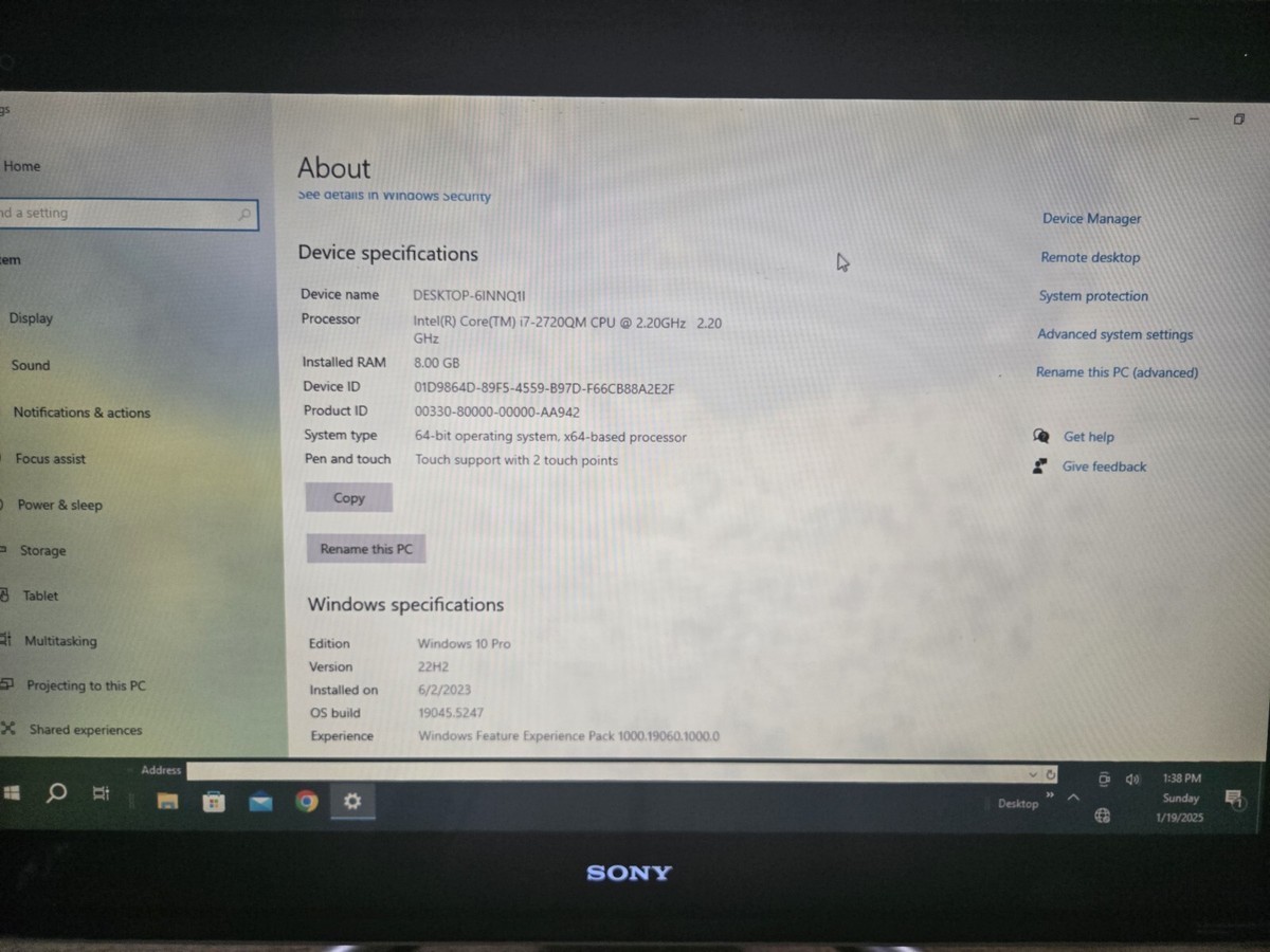 Sony VAIO PC White All-in-One 2.2ghz i7 3D Touch 1080p Blu-Ray 3TB
