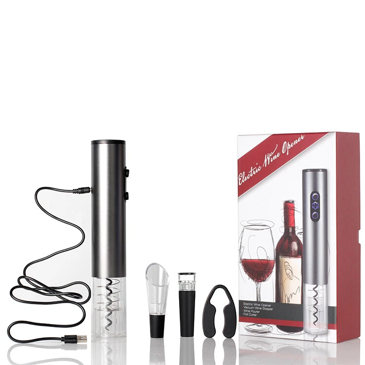 Rechargeable Electric Corkscrew Wine Opener Cordless W/ Foil Cutter Stopper Kit - Изображение 3 из 4