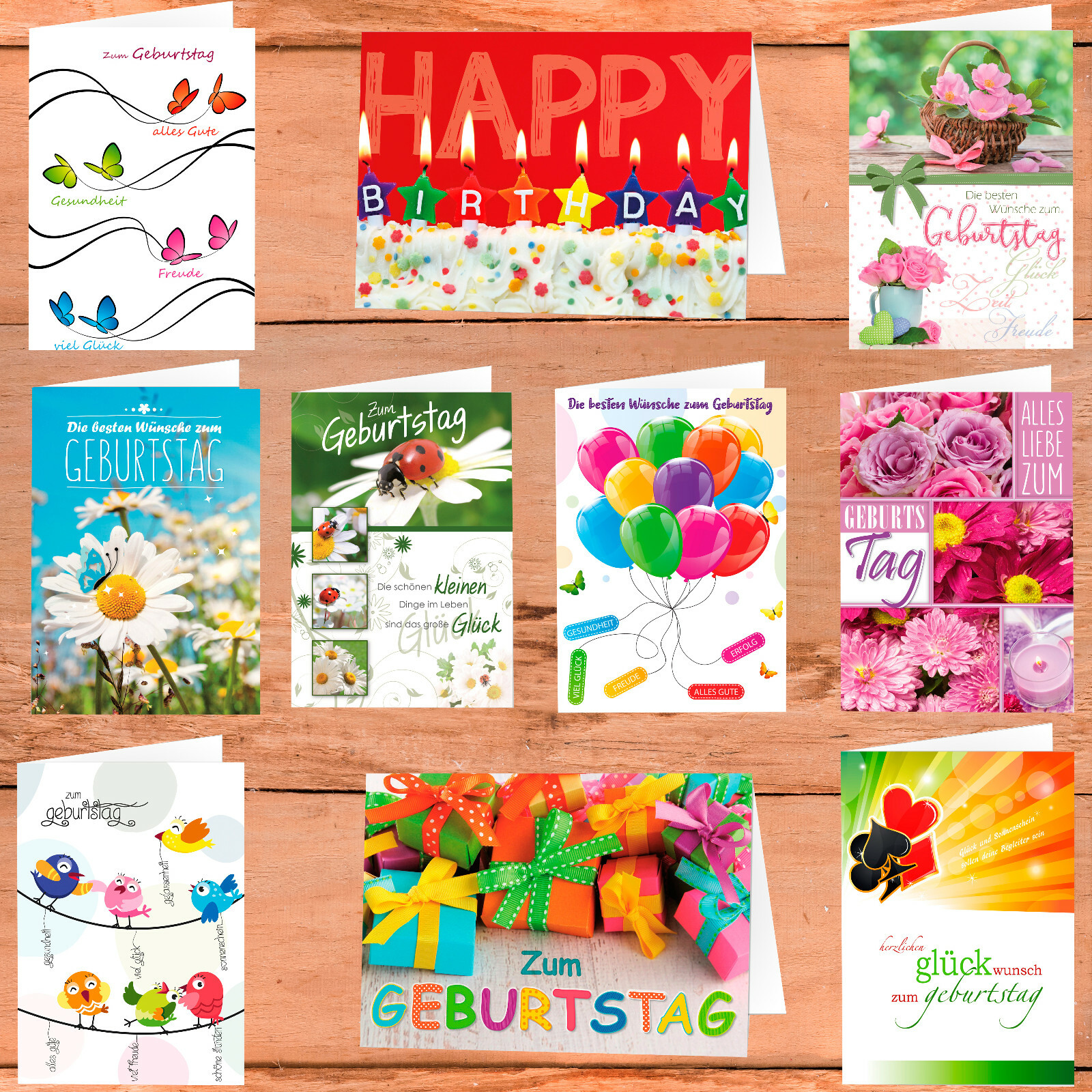 Geburtstagskarten Grußkarten Geburtstag Glückwunschkarten Set mit Umschlag
