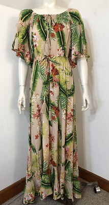 Label of Love New Maxi Dress Womens Small Flutter Sleeves Tropical Beach  Elastic | eBay