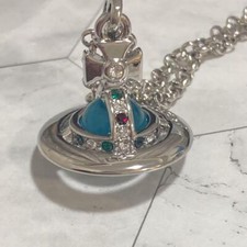 Vivienne Westwood Necklace Tiny Orb Silver x light blue multi-stone NO BOX