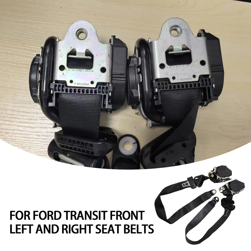 Cinturones de seguridad delanteros izquierdo derecho negro 2019 2020 2021 2022 2023 para Ford Transit Foto 3 de 4