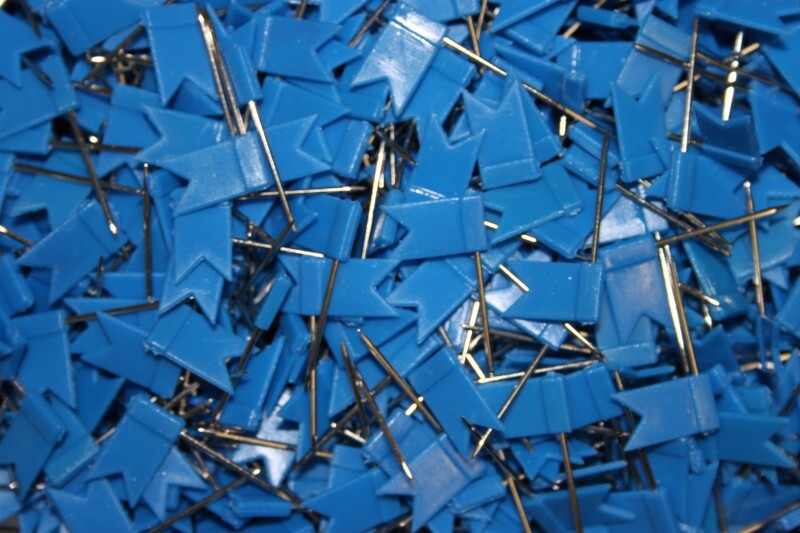 1000 Blue Flags Push Pins Marking Pins Card Pins Flag