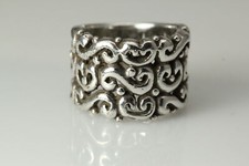 925 Sterling Silver Size 6 Wide Swirl Band Ring 11.2 Grams RIN6697 